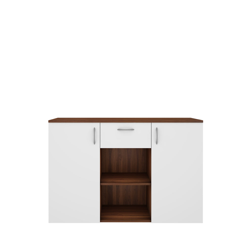 Kyrss Crockery Unit | Walnut and Frosty White