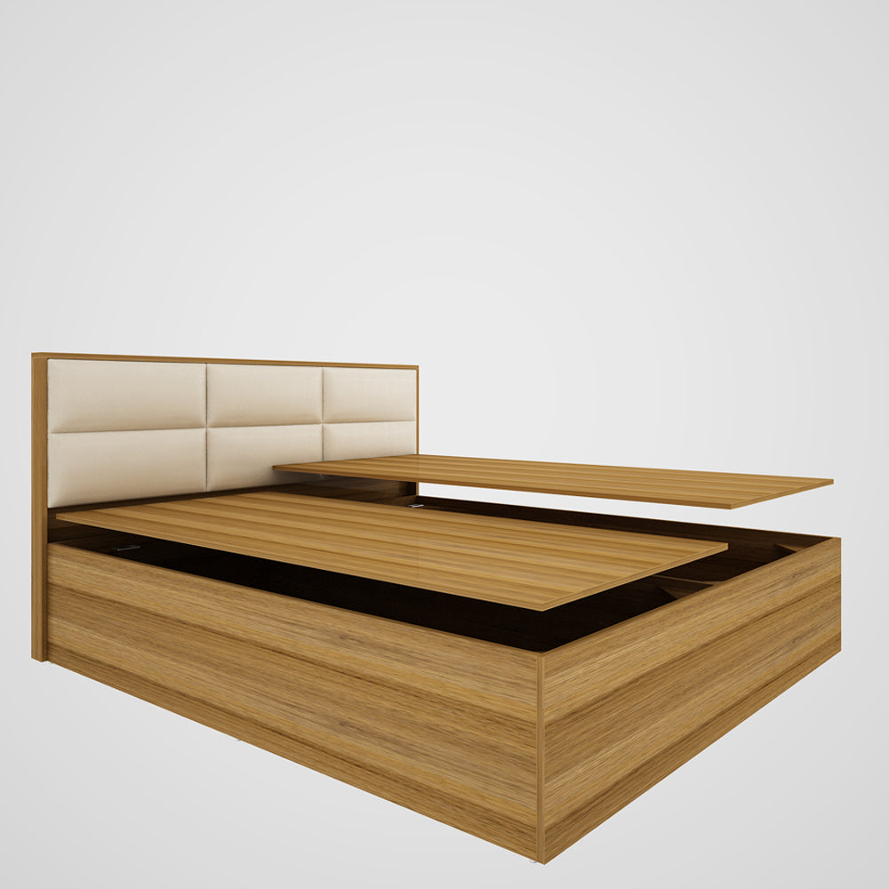 Titan Upholstered King Bed - Exotic Teak