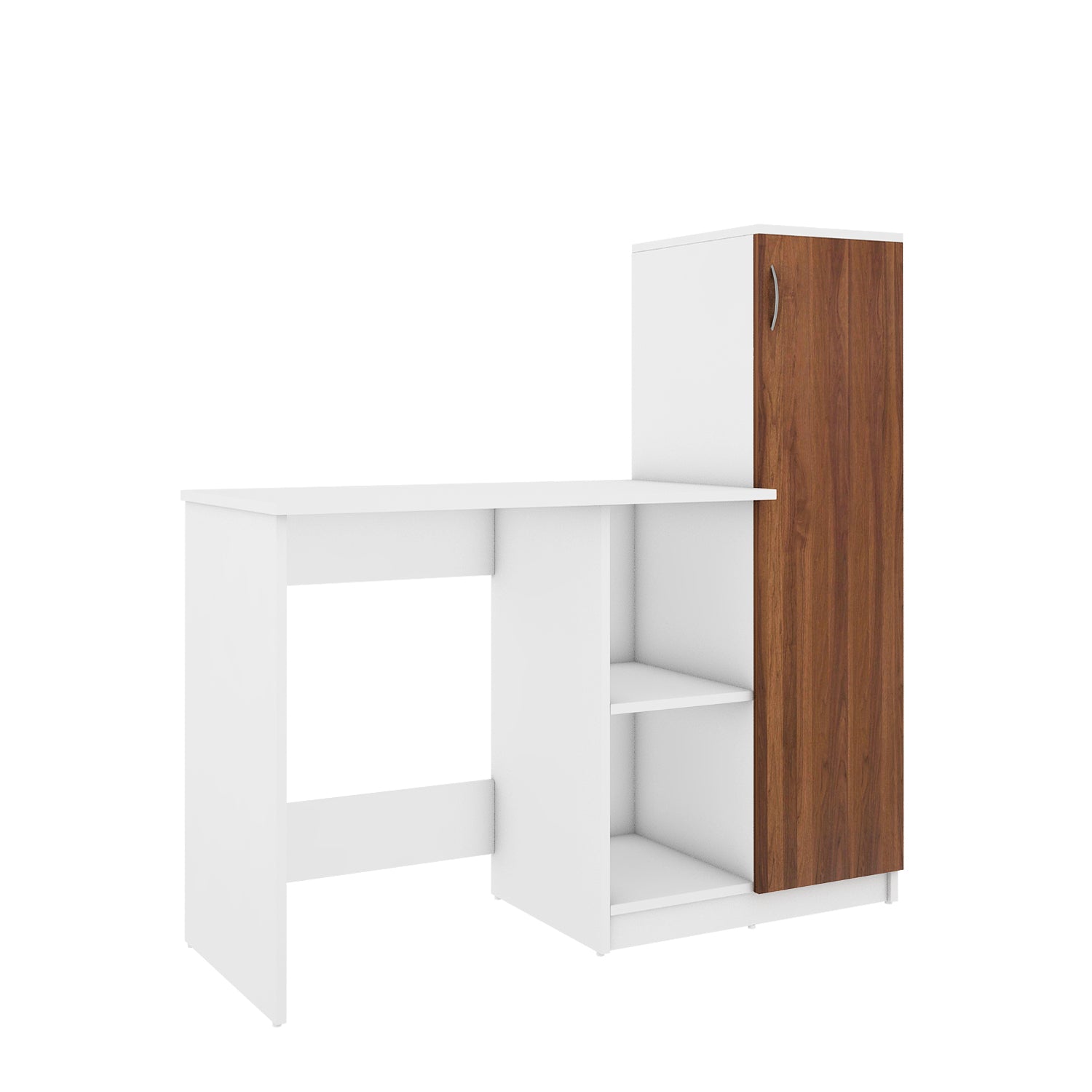 Zen Home Office Table | Walnut and Frosty White