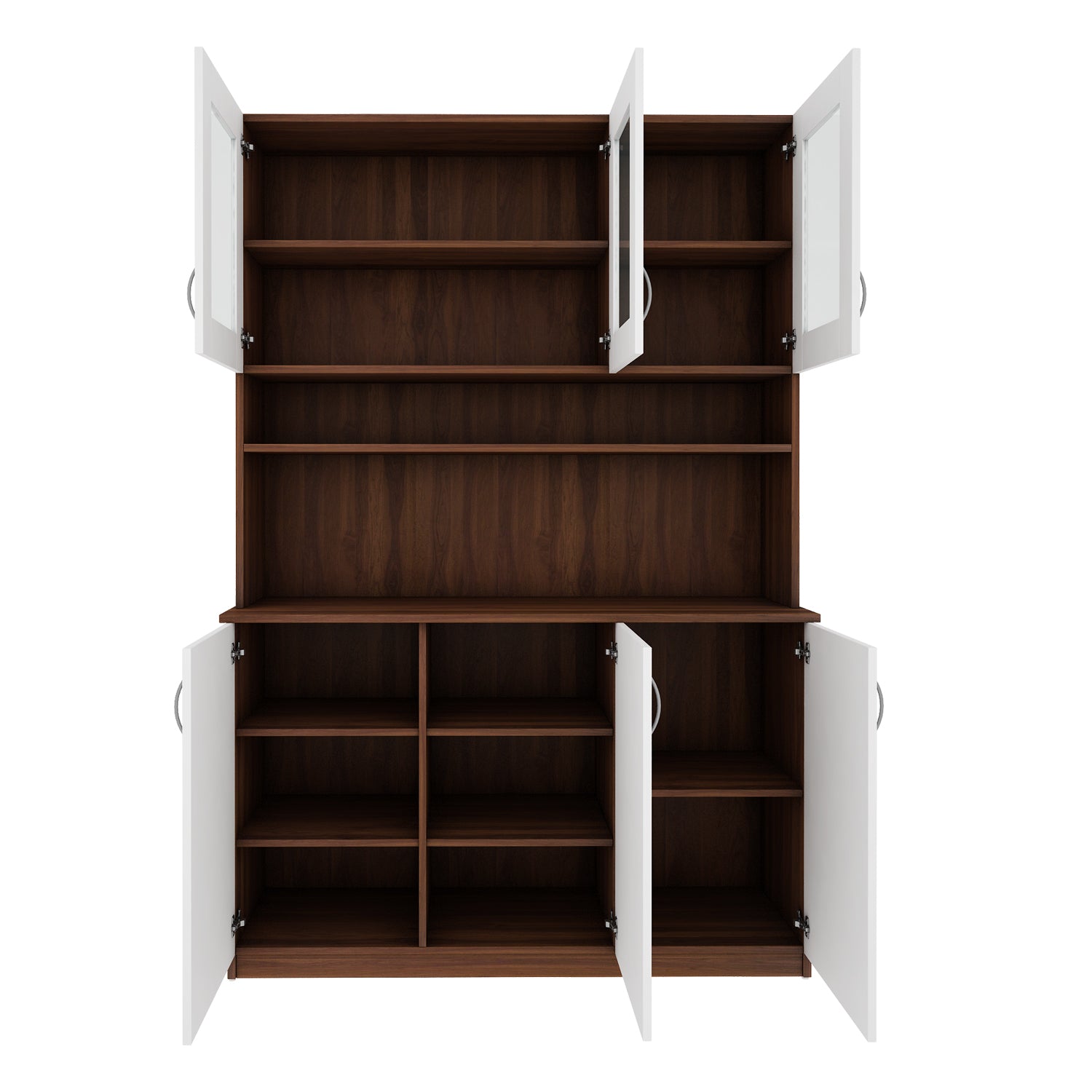 Bristo Crockery Unit | Walnut and Frosty White