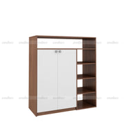 Walk-In Shoe rack | Walnut and Frosty White