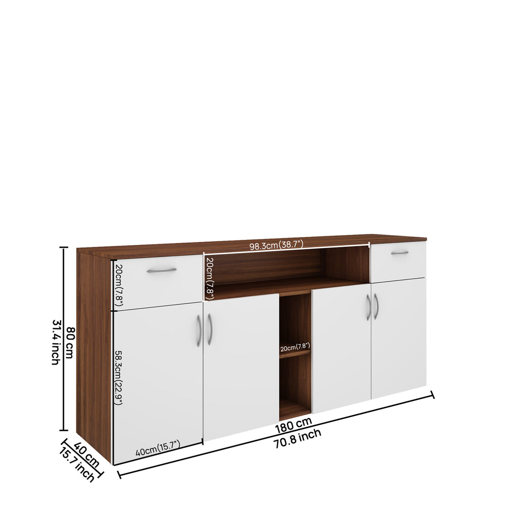 Flara Crockery Unit- Walnut & Frosty White