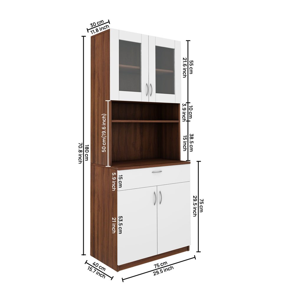 Markus Crockery Unit | Walnut & Frosty White