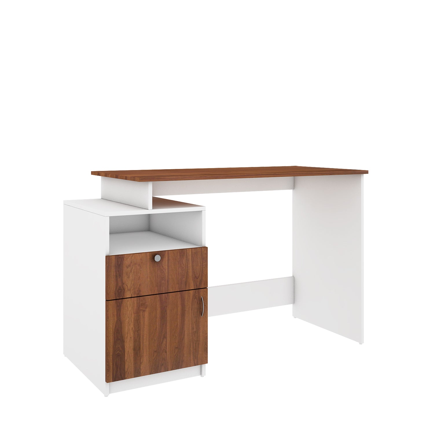 Zolt Computer Desk | Walnut and Frosty White
