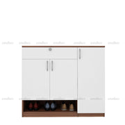 Gleam Shoe Cabinet | Walnut and Frosty White