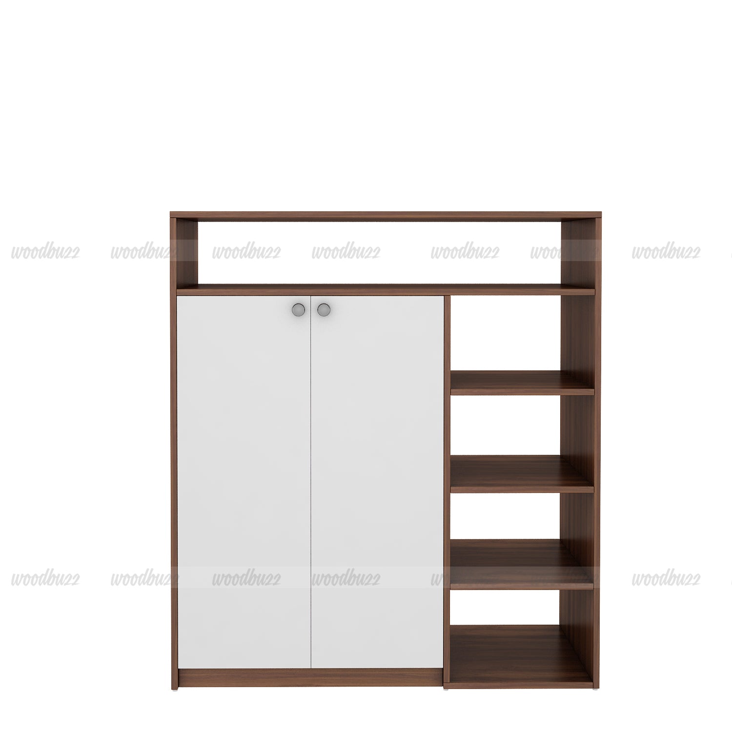 Walk-In Shoe rack | Walnut and Frosty White