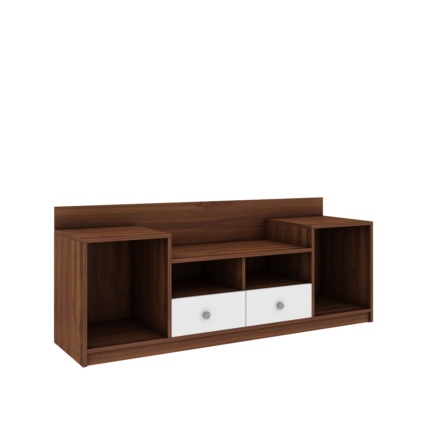 Donald TV Unit- Walnut & Frosty White