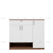 Gleam Shoe Cabinet | Walnut and Frosty White