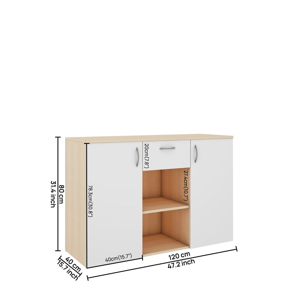 Kyrss Crockery Unit | Beige Teak and Frosty White