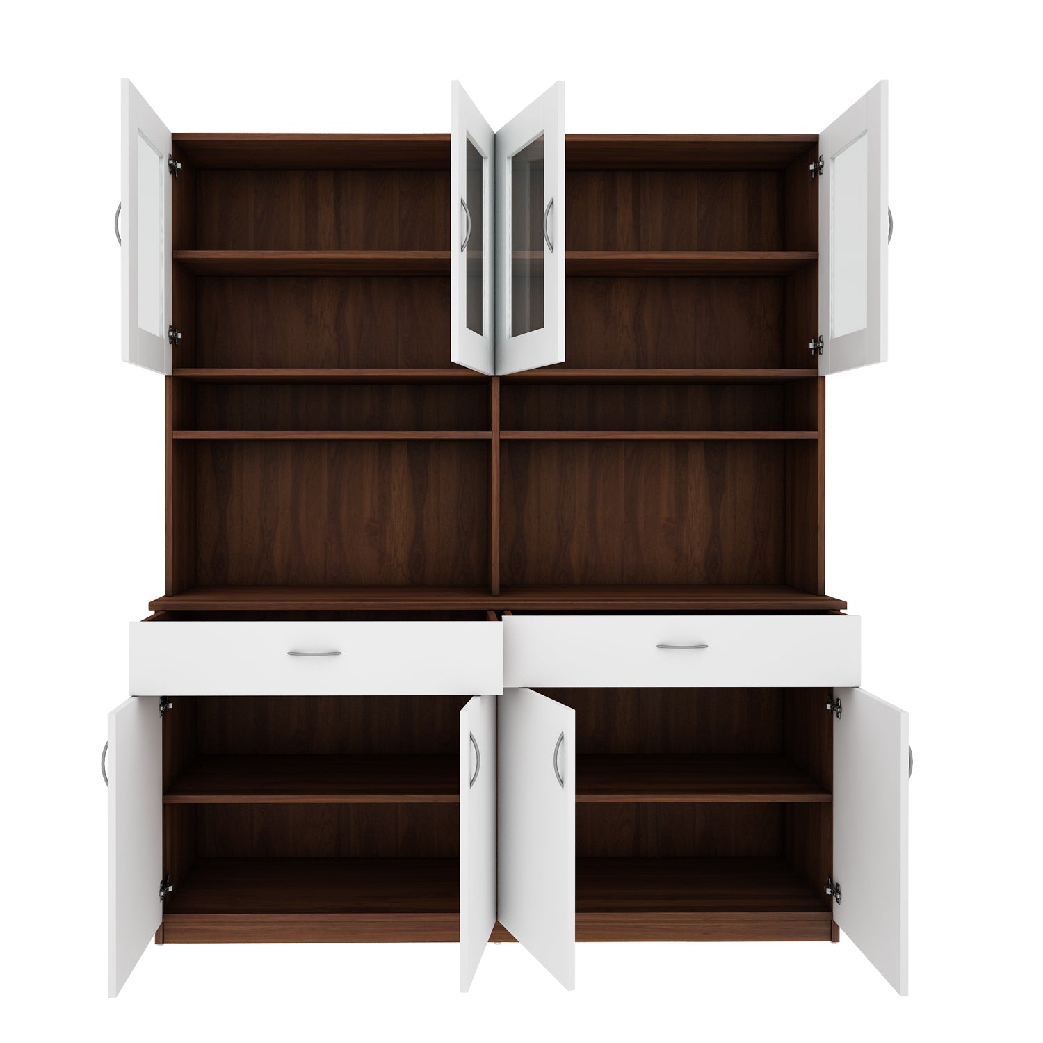 Tyson Crockery Unit | Walnut and Frosty White