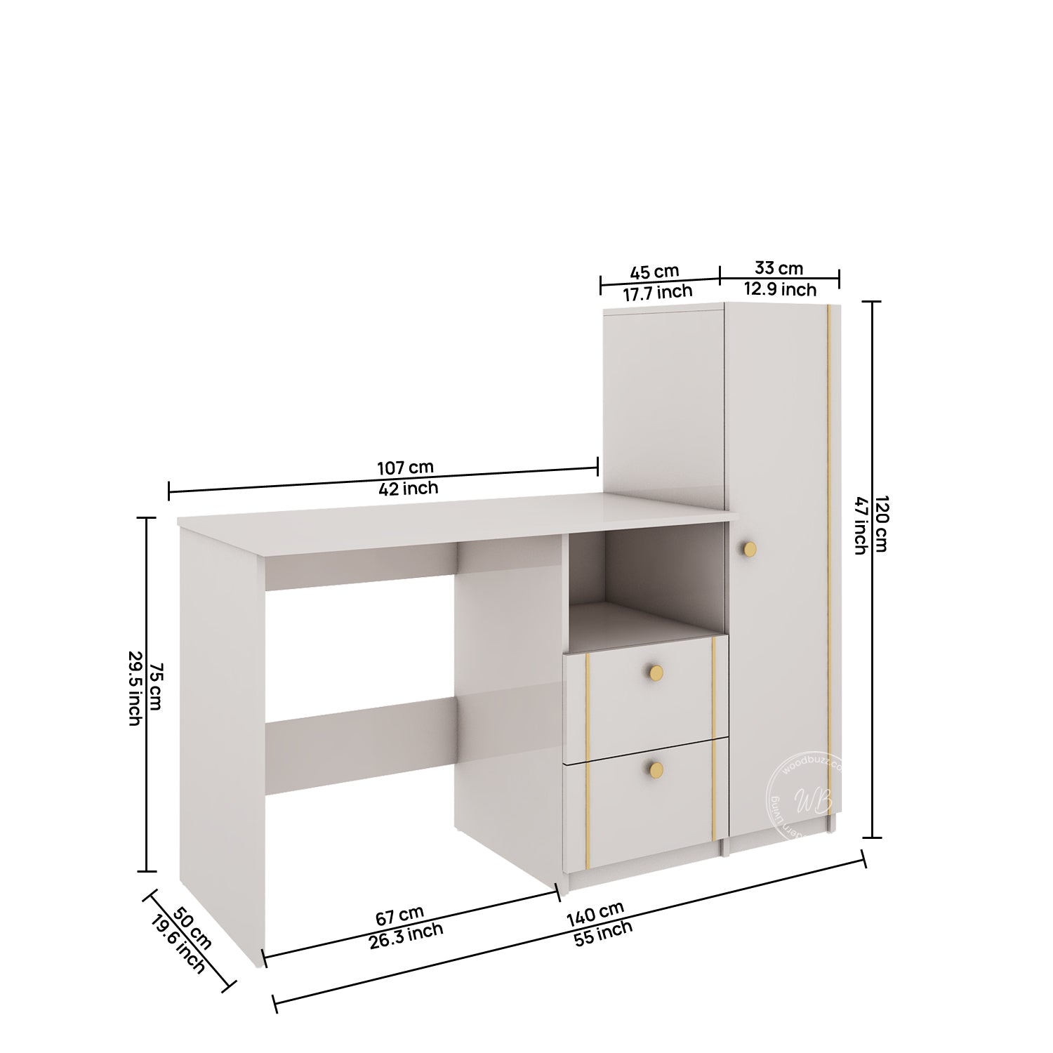 Derrick Study Table| HDHMR | Champagne