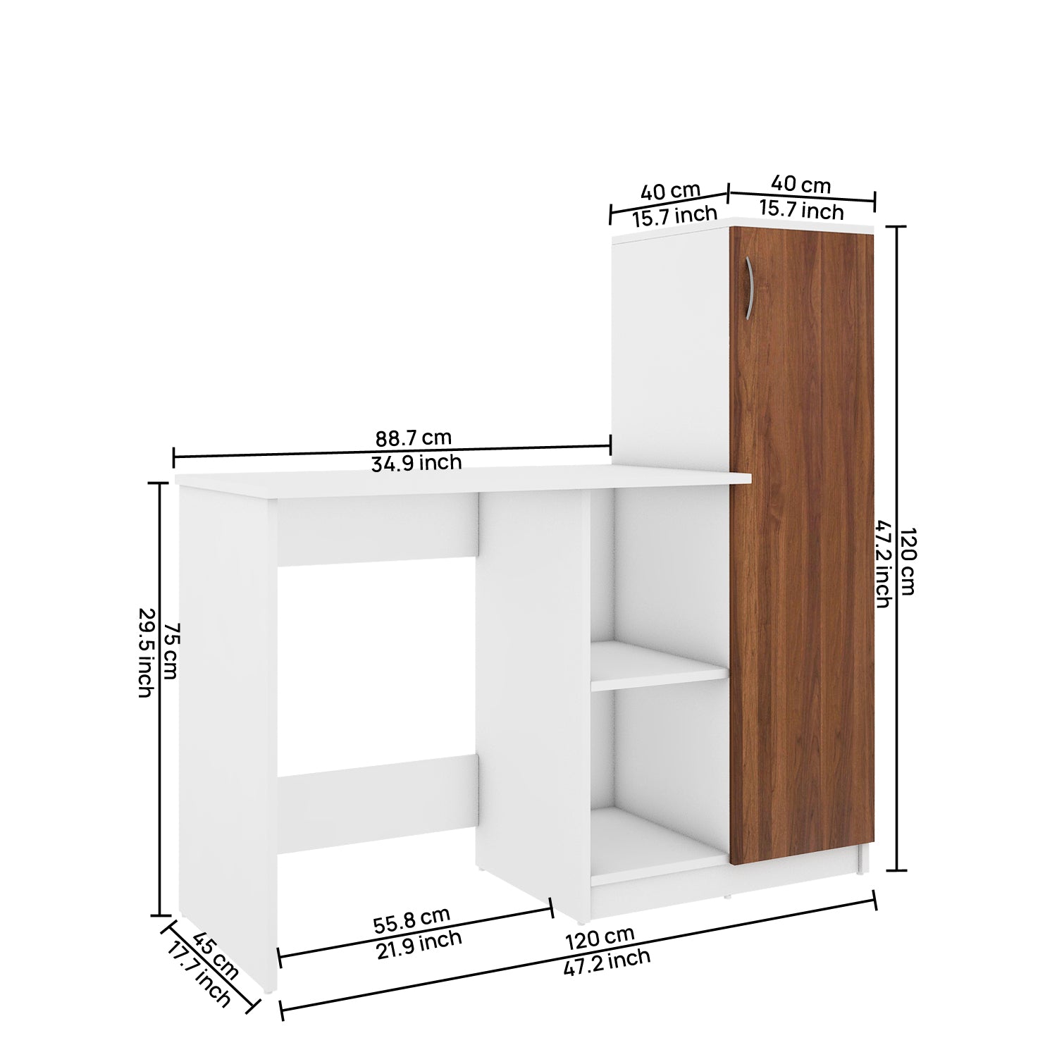 Zen Home Office Table | Walnut and Frosty White