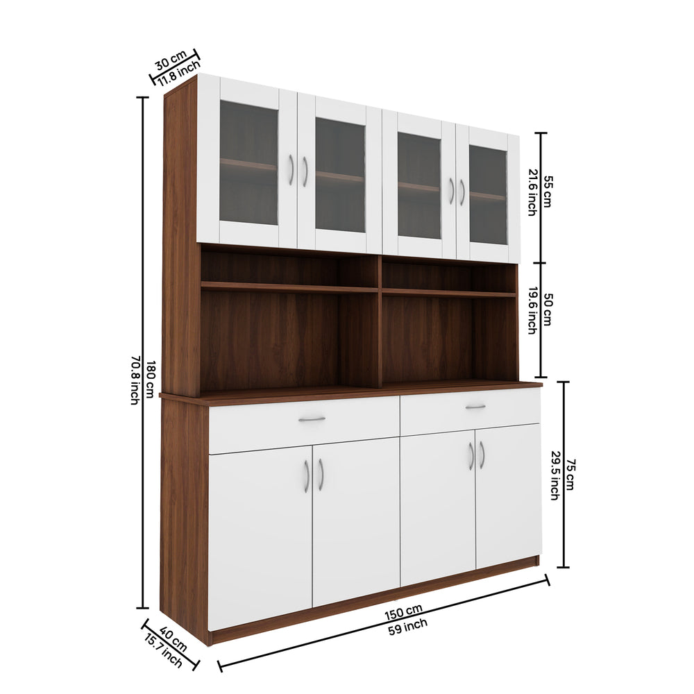 Tyson Crockery Unit | Walnut and Frosty White