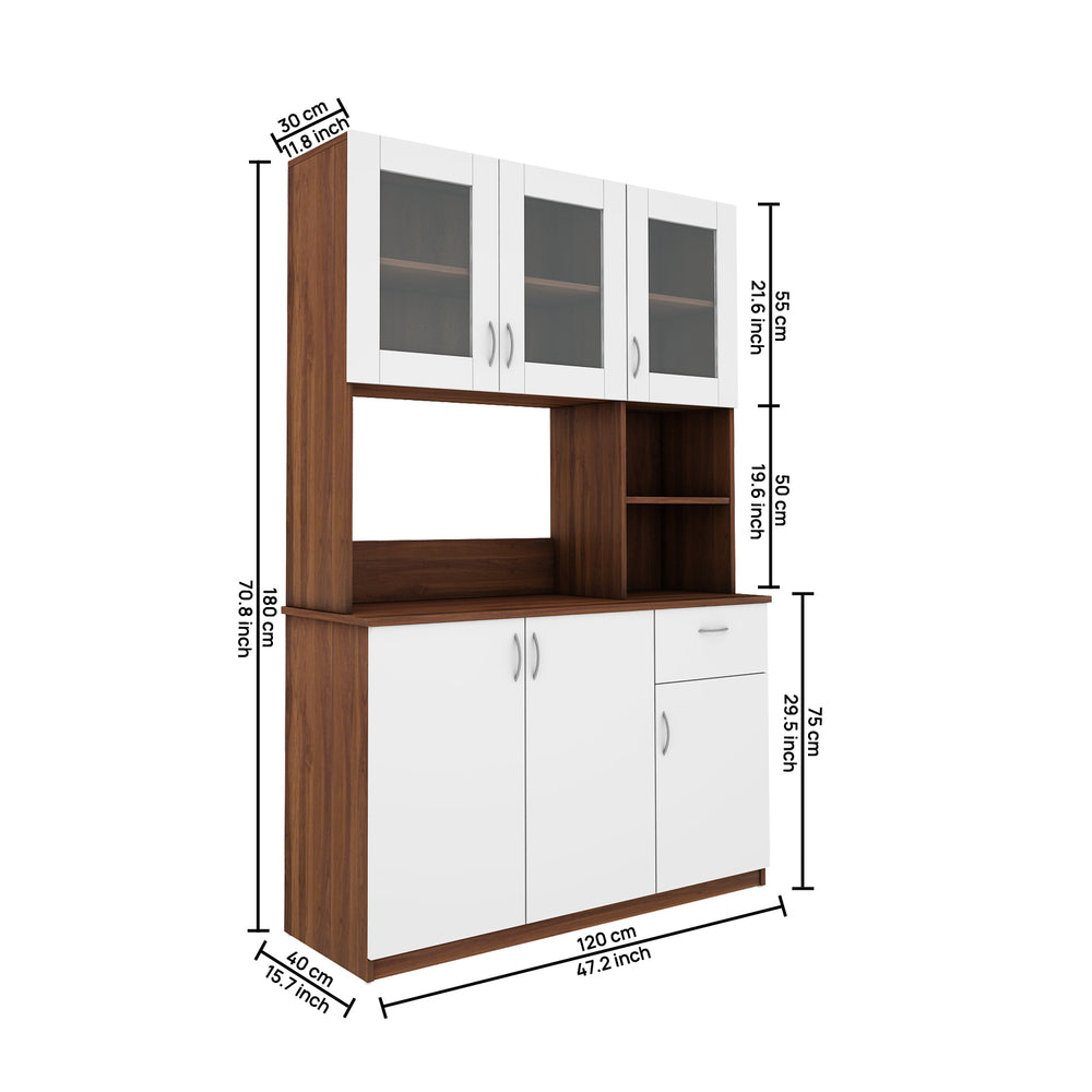 Erica Side Crockery Unit | Walnut and Frosty White