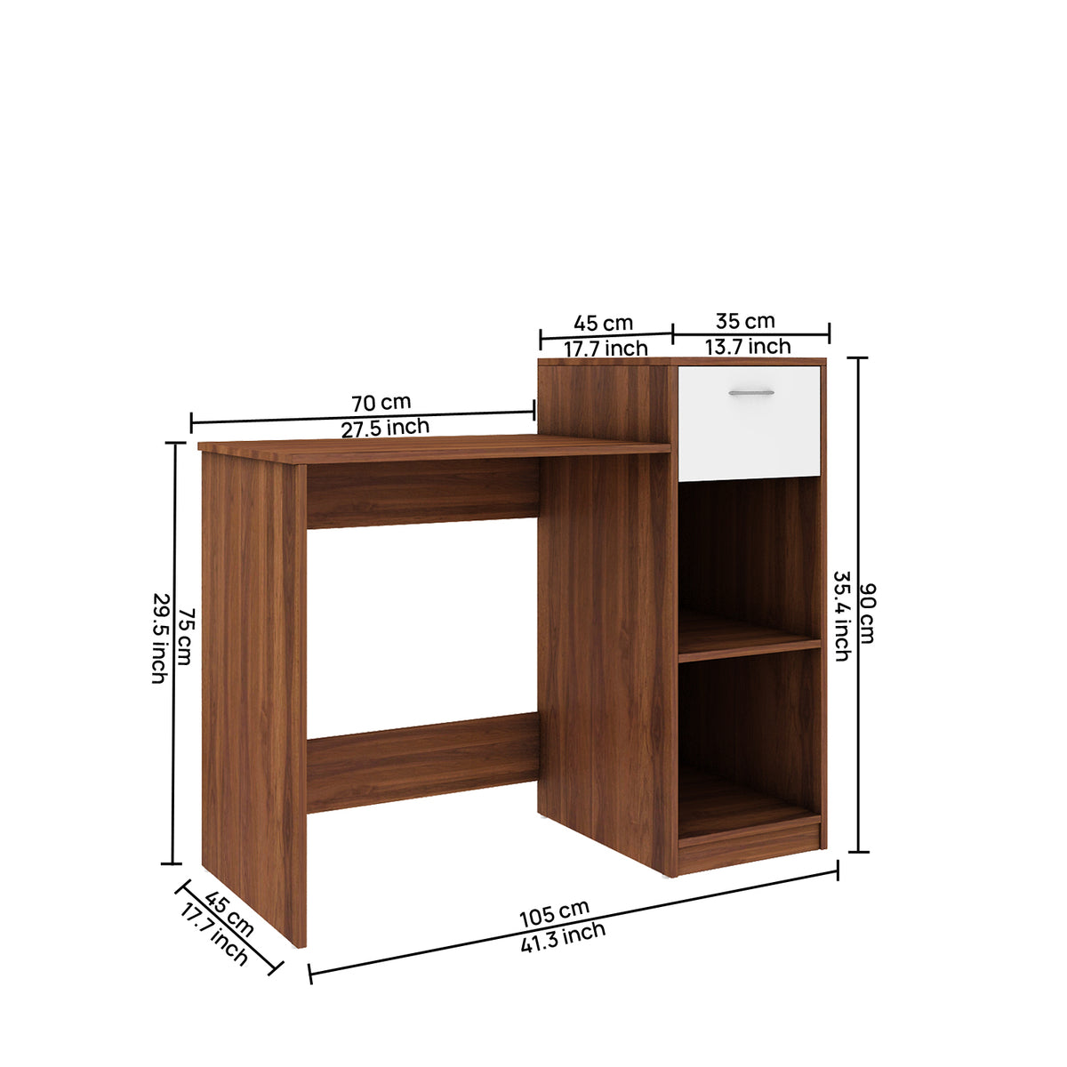 Nova Home office table | Walnut and Frosty White