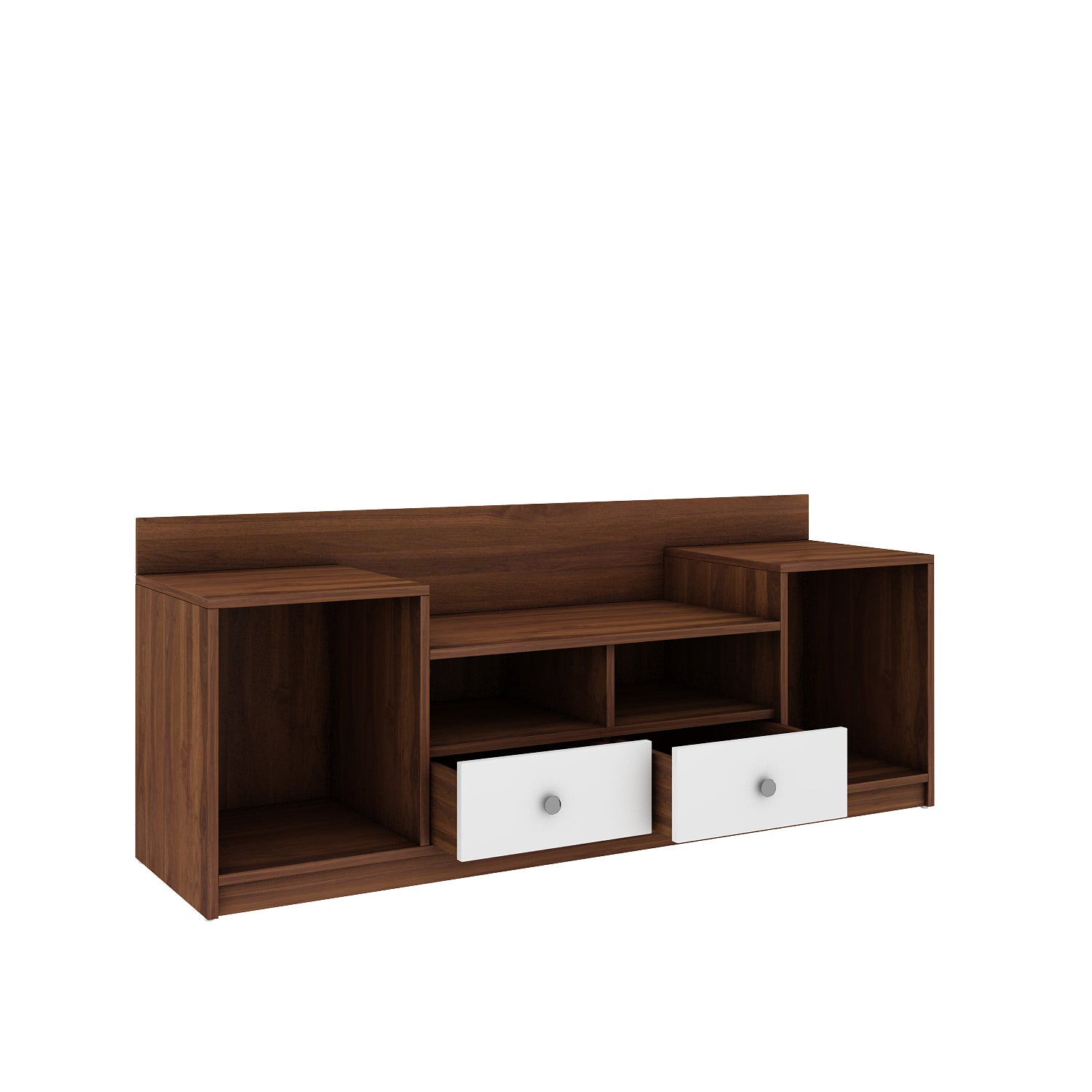 Donald TV Unit- Walnut & Frosty White