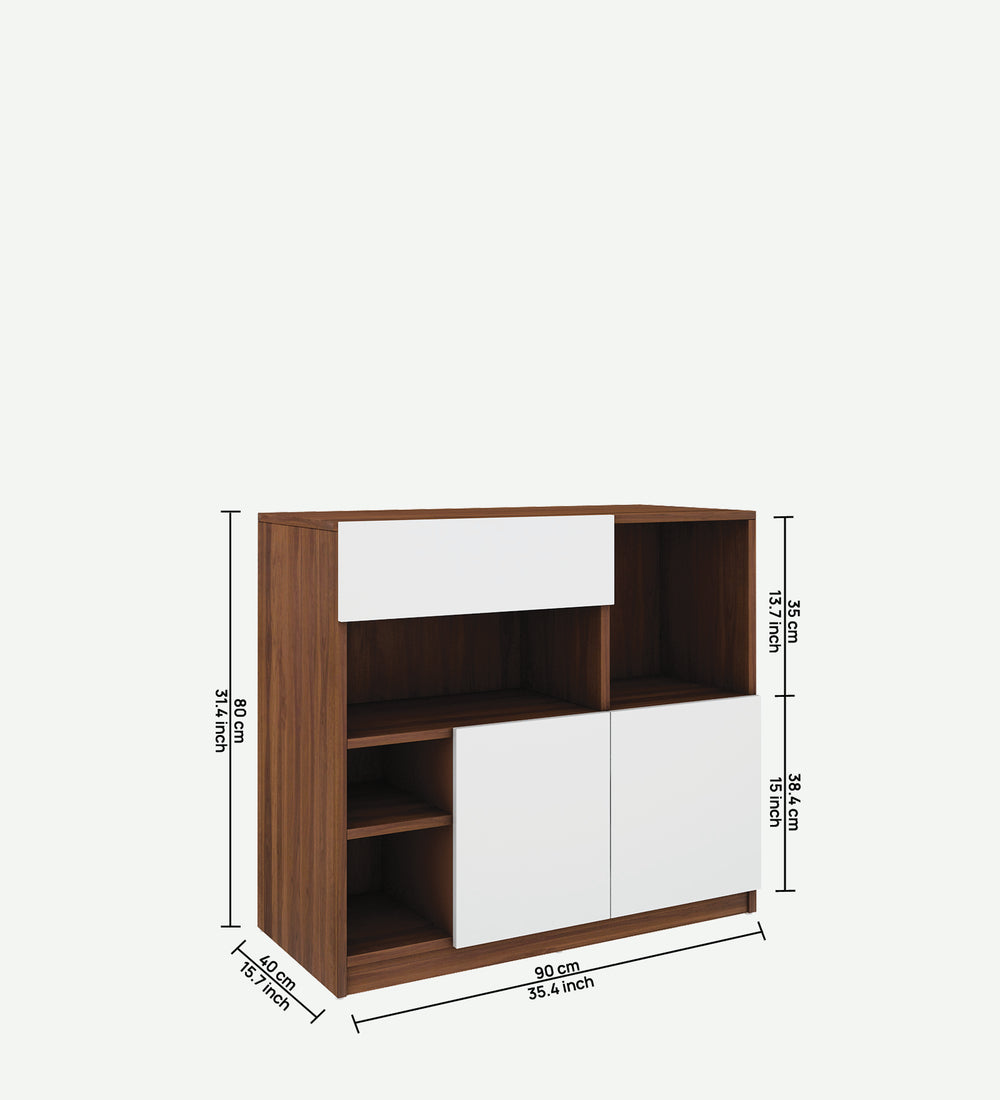 Lisa Side Crockery Unit | Small | Walnut and Frosty White