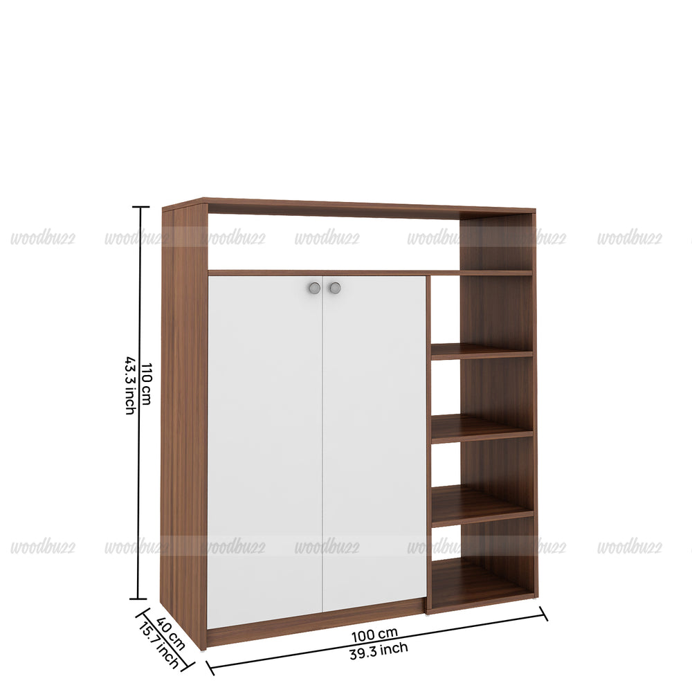 Walk-In Shoe rack | Walnut and Frosty White