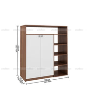 Walk-In Shoe rack | Walnut and Frosty White