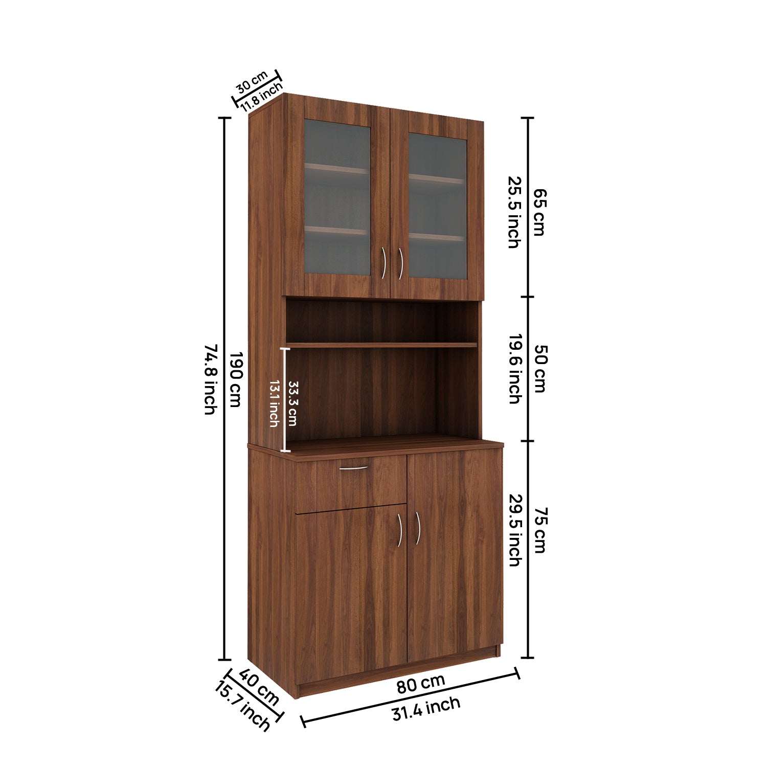 Modish Two Door Crockery Unit | Walnut