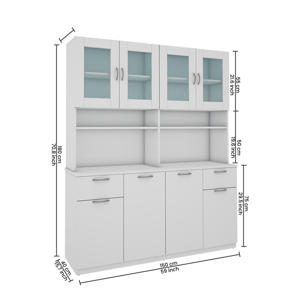 Modish Crockery Unit Four Door | Frosty White