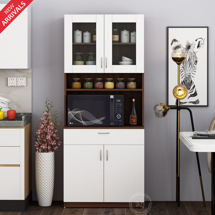 Markus Crockery Unit | Walnut & Frosty White