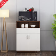 Saturn Crockery Unit | Walnut and Frosty White