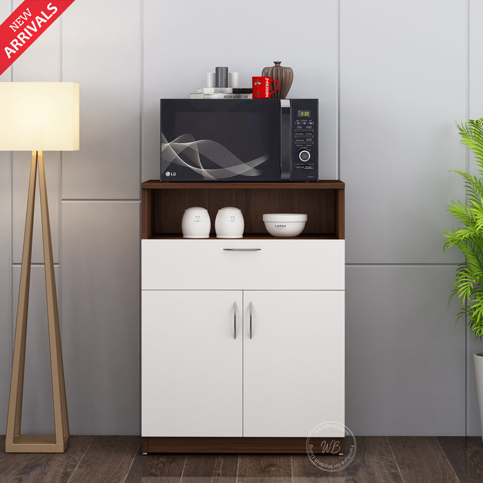 Saturn Crockery Unit | Walnut and Frosty White