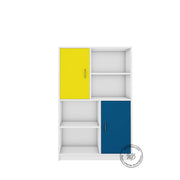 Orbit Bookcase | Yellow, Blue and Frosty White