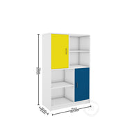 Orbit Bookcase | Yellow, Blue and Frosty White