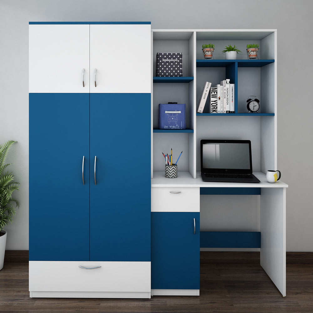 Workrobe Study Table | Blue and Frosty White