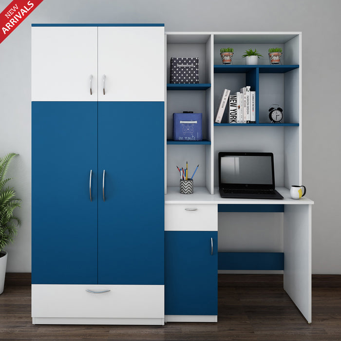 Workrobe Study Table | Blue and Frosty White