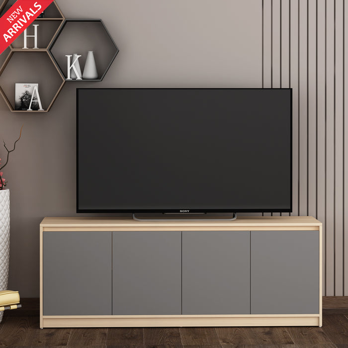 Modena TV Unit- Beige Teak & Grey