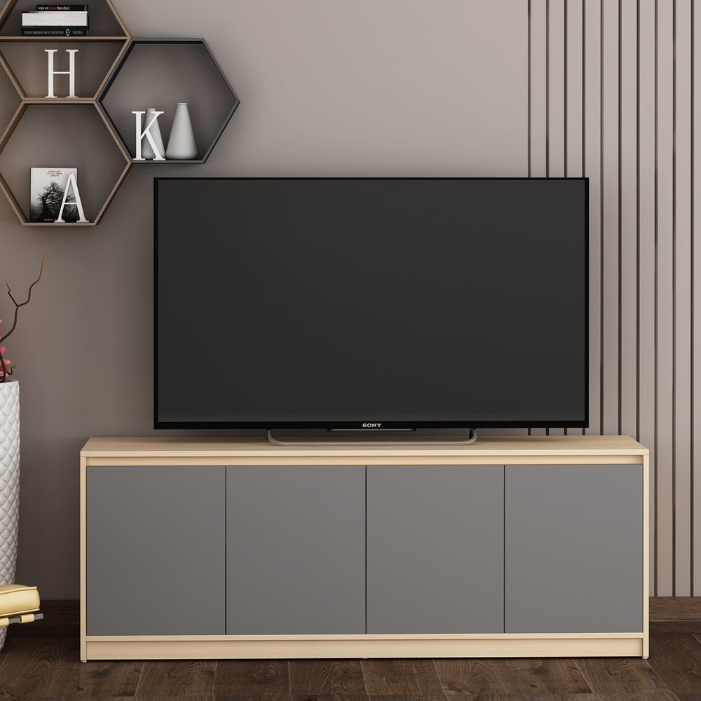 Modena TV Unit- Beige Teak & Grey