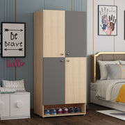 Charles Wardrobe - Beige Teak & Grey