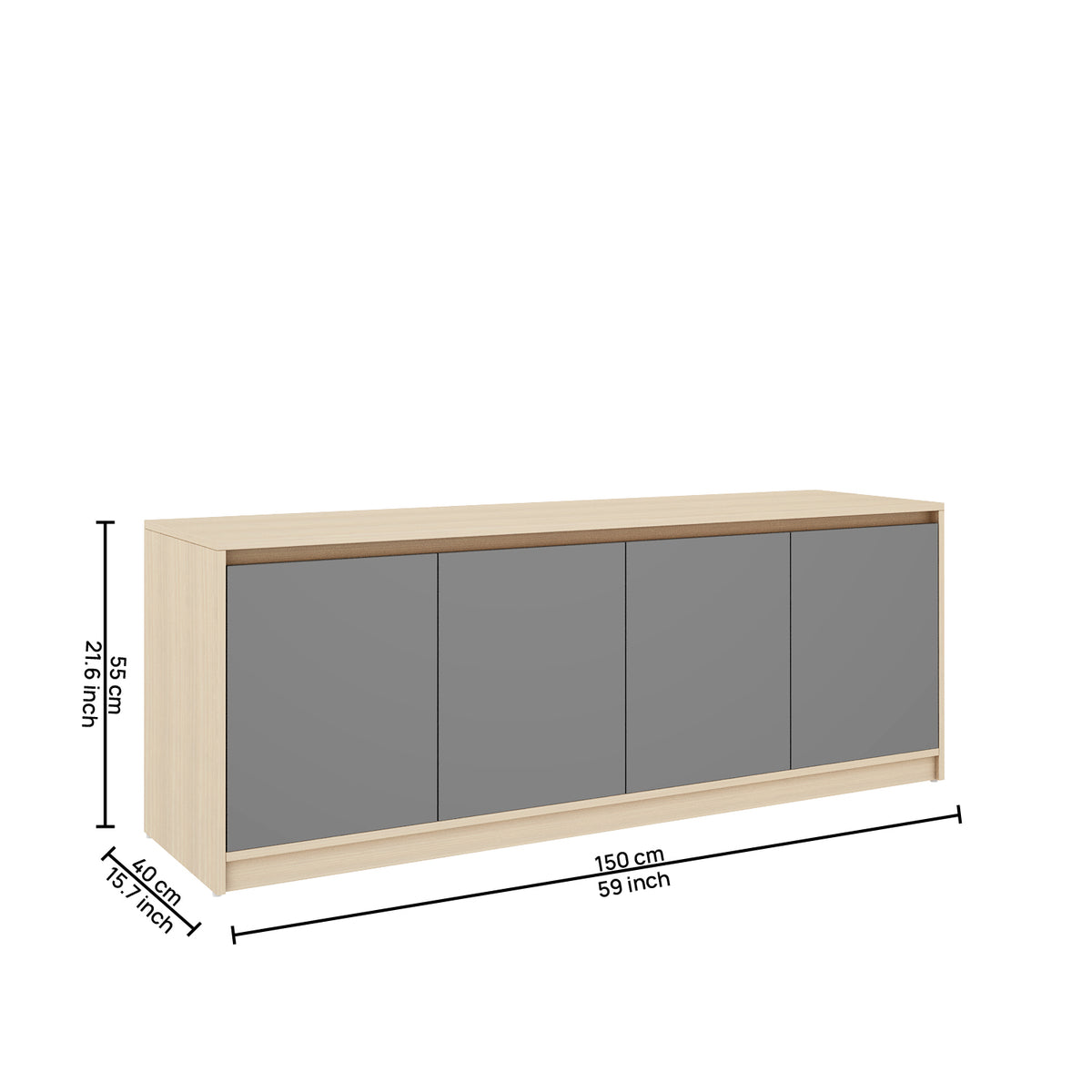Modena TV Unit- Beige Teak & Grey