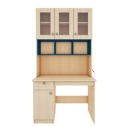 Swotty Study Table with O/H Storage | Blue & Beige Teak