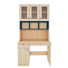 Load image into Gallery viewer, Swotty Study Table with O/H Storage- Blue &amp; Beige Teak
