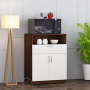 Saturn Crockery Unit | Walnut and Frosty White