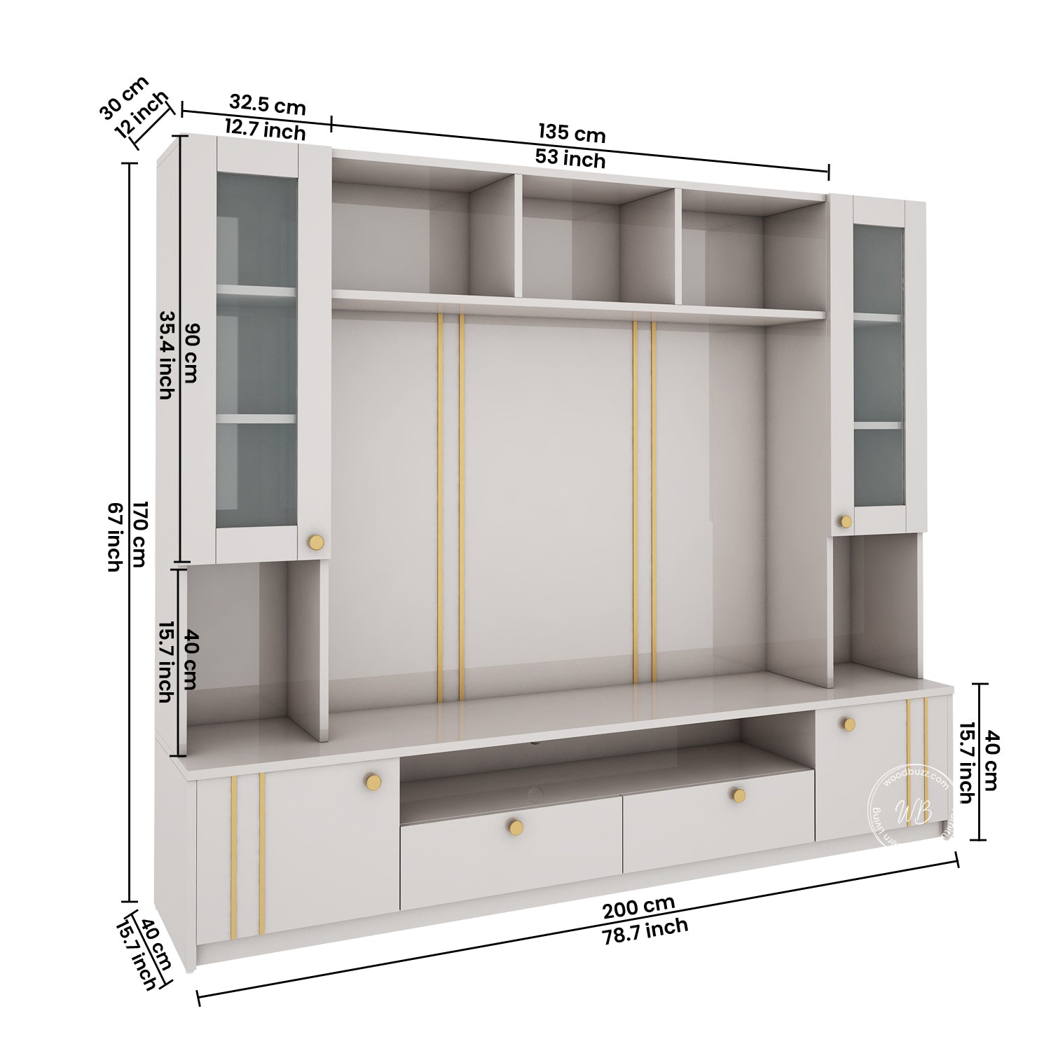 Benji TV Unit | HDHMR | 55 inches TV | Champagne
