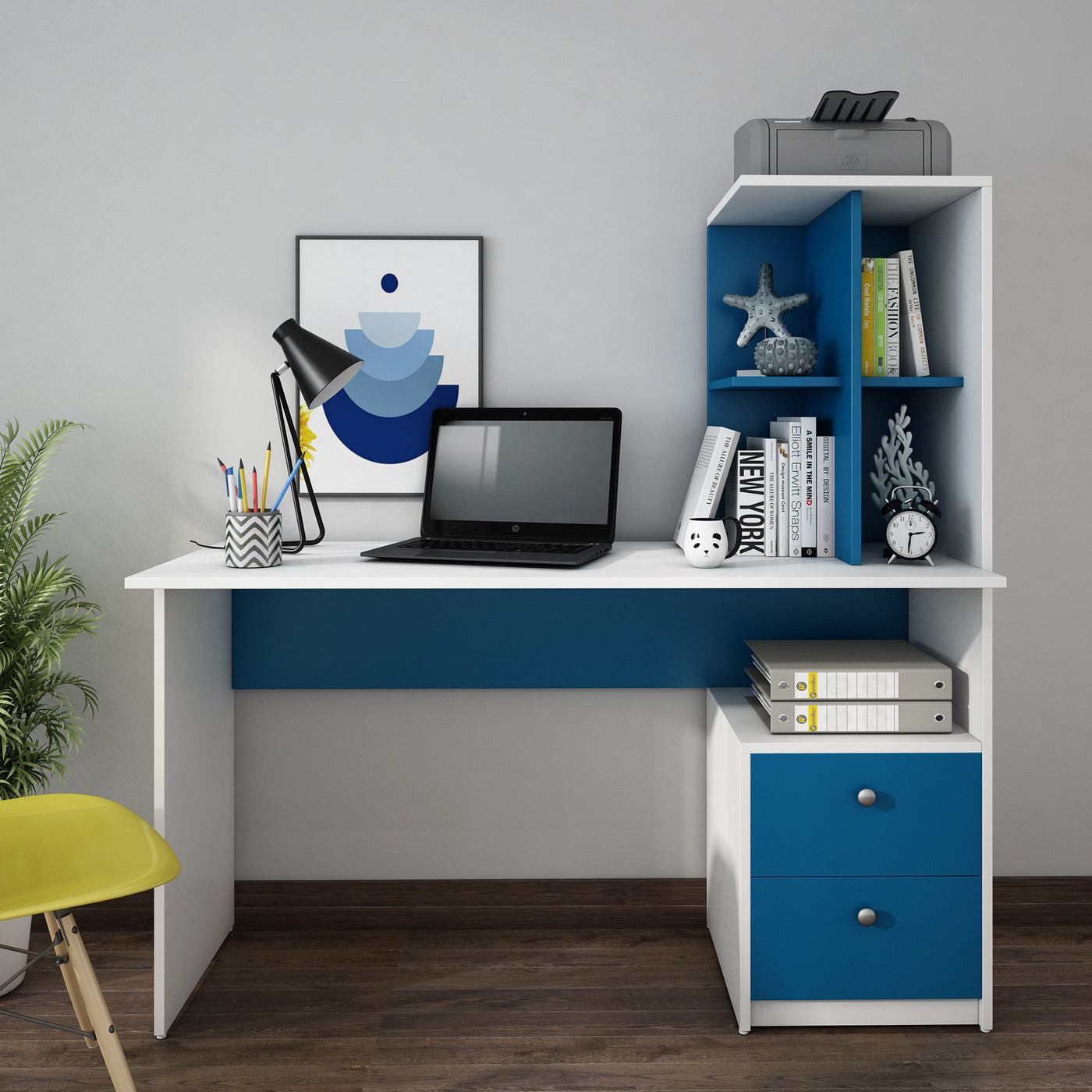 Eliot Study Table | Large | Blue and Frosty White
