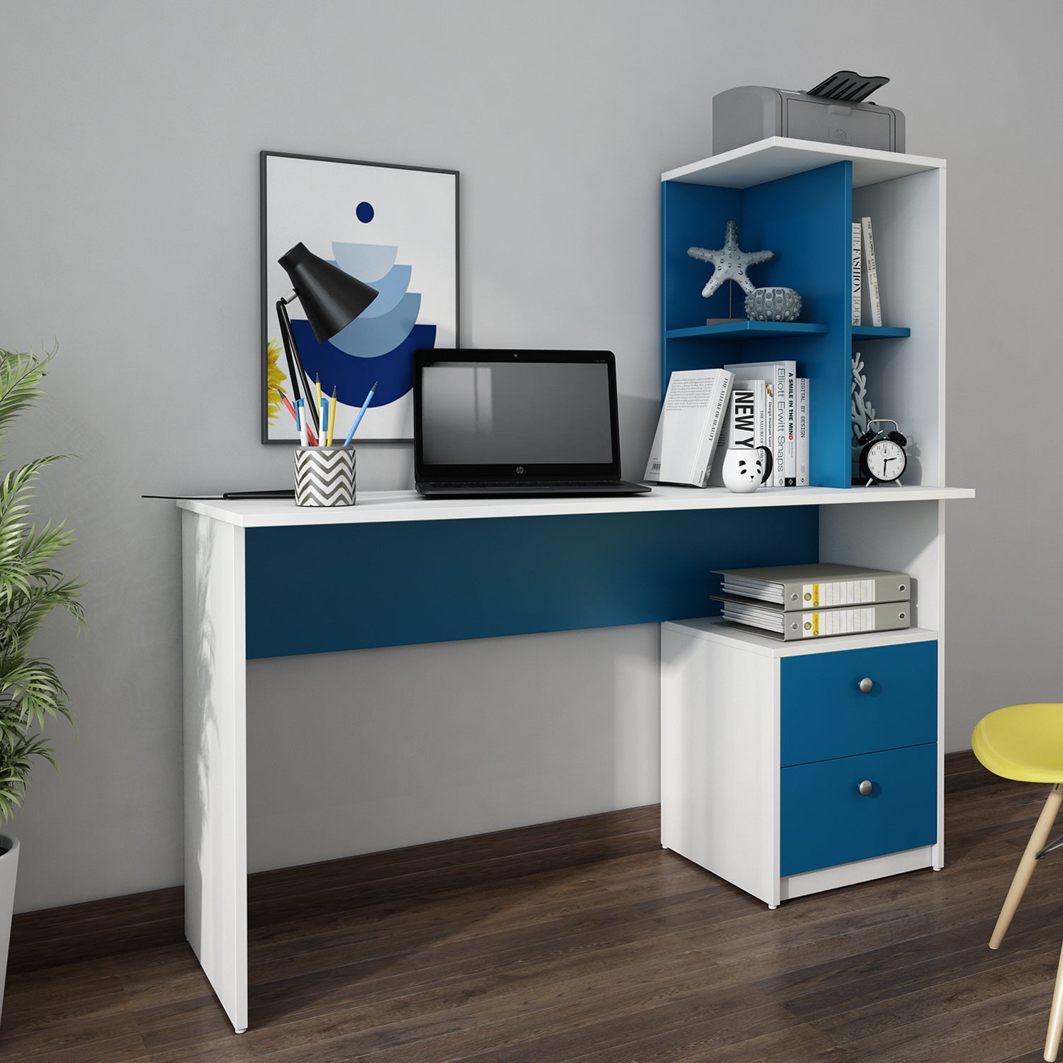 Eliot Study Table | Large | Blue and Frosty White