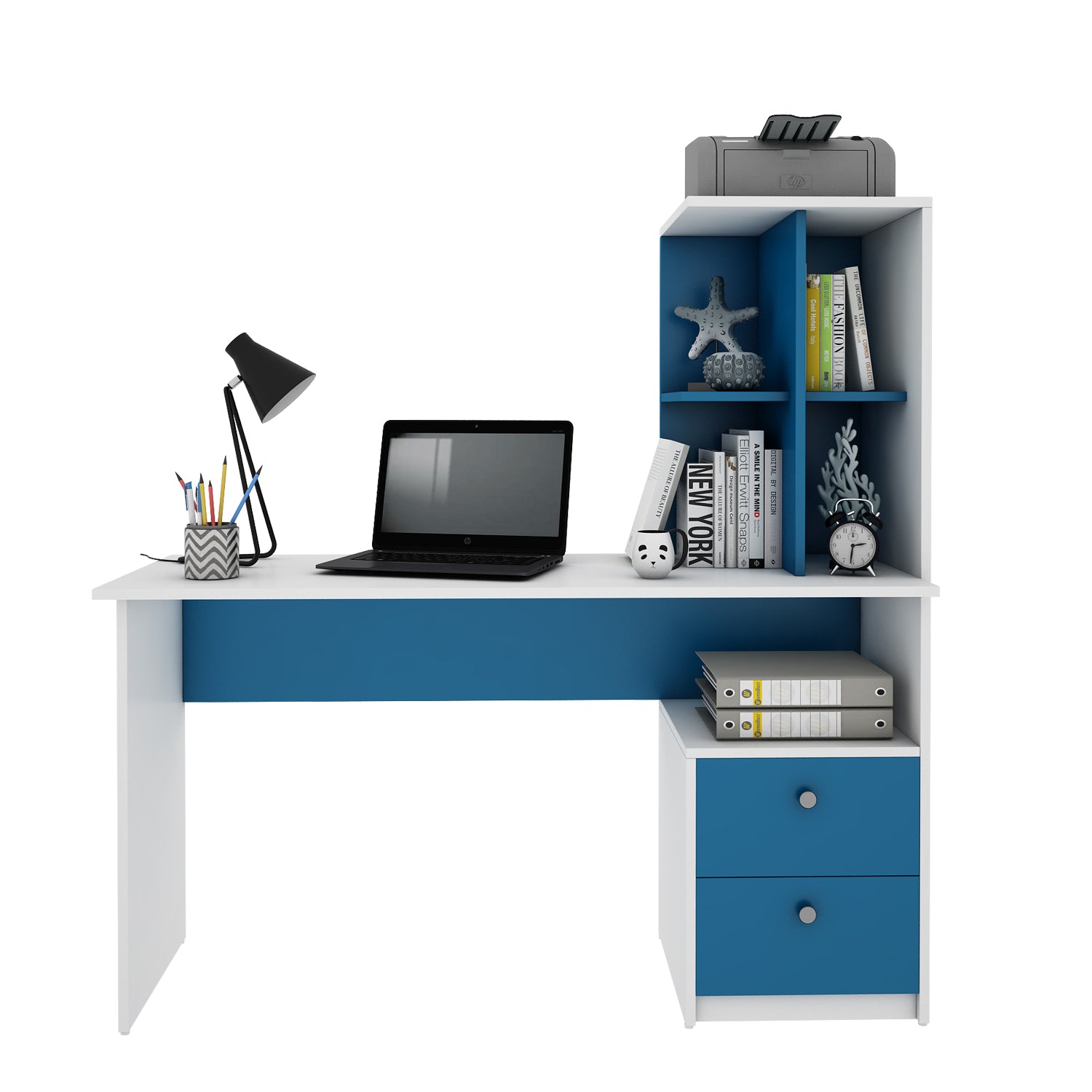 Eliot Study Table | Large | Blue and Frosty White