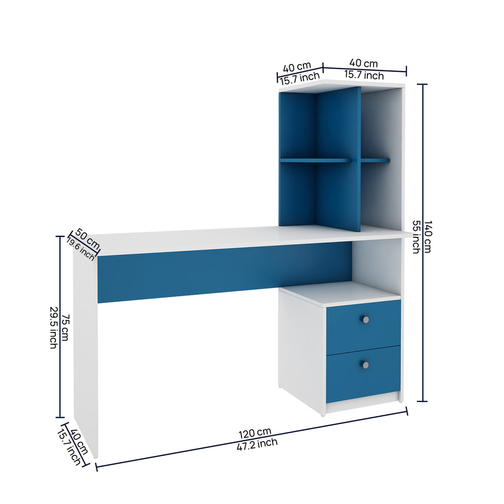 Eliot Study Table | Large | Blue and Frosty White