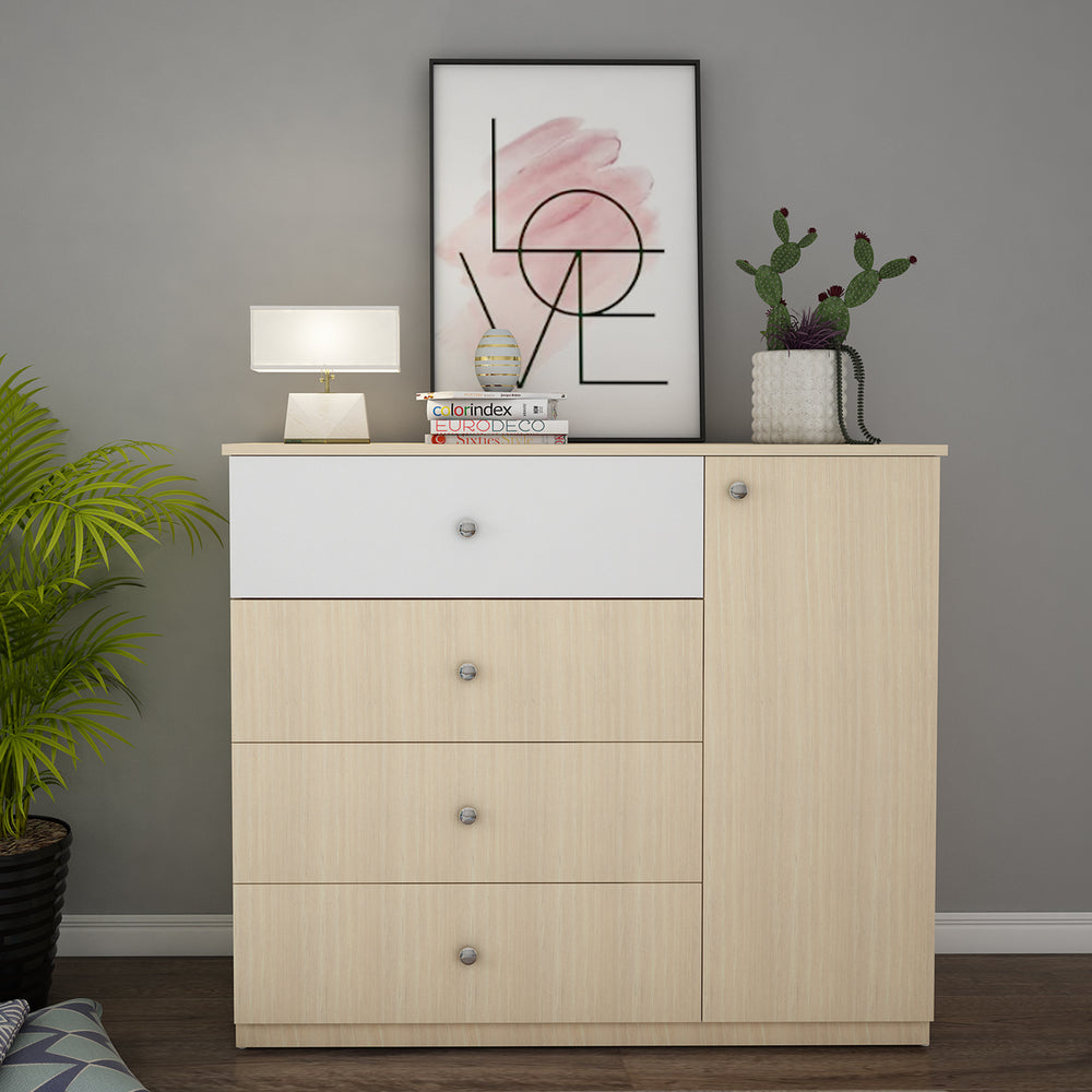 Boaz Chest of Drawers | Beige Teak and Frosty White