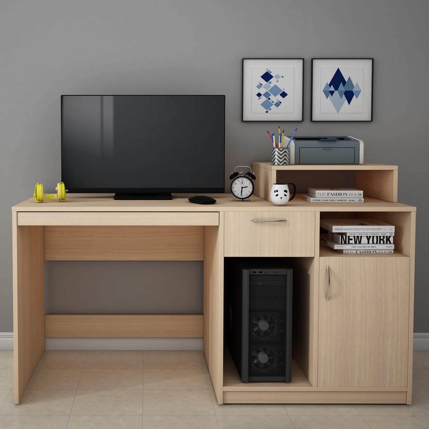 Verner Computer Desk | Beige Teak