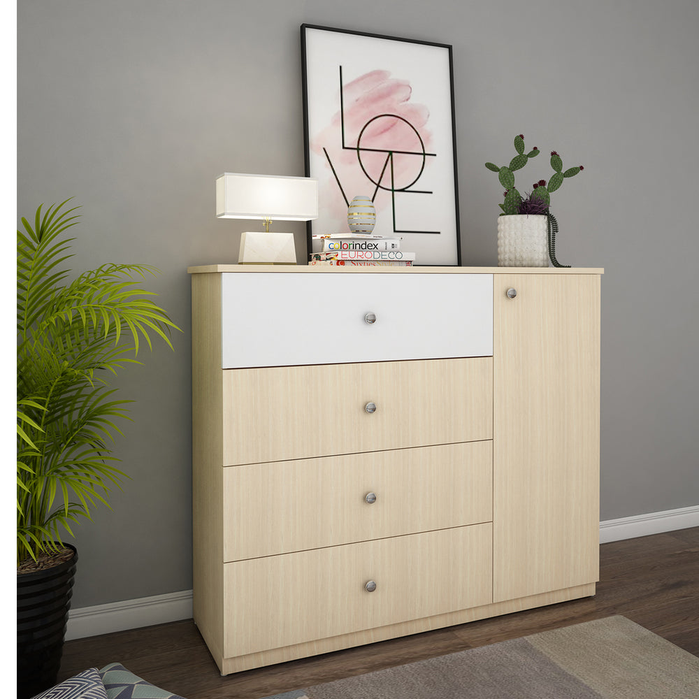 Boaz Chest of Drawers | Beige Teak and Frosty White