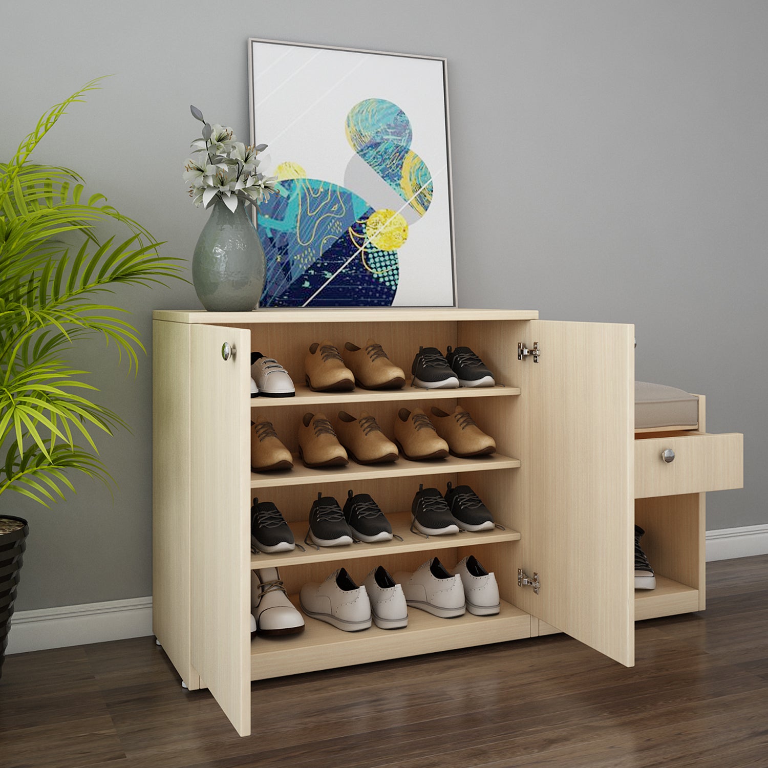Ergad Shoe Cabinet | Beige Teak
