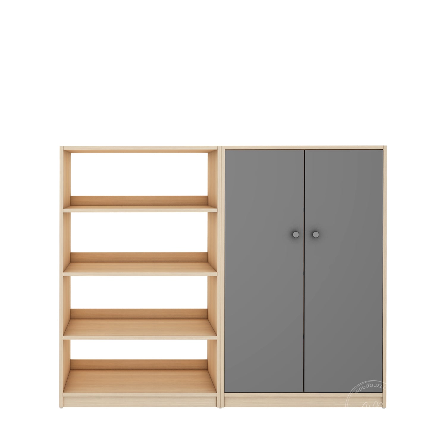 Alcott Bookcase | Beige Teak and Grey