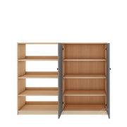 Alcott Bookcase | Beige Teak and Grey